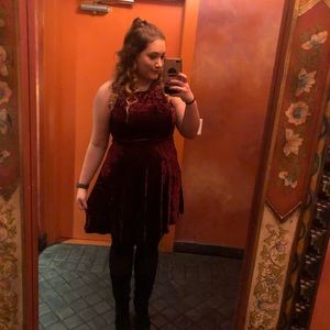 Crushed red velvet dress